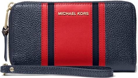 Michael Kors Large Striped Pebbled Leather Smartphone Wristlet 